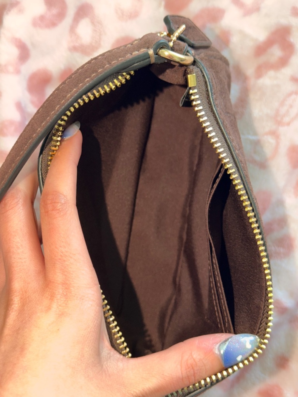 COACH Dark Brown Croc-Embossed Suede Nolita 19 with Gold Hardware - Picture 4 of 4